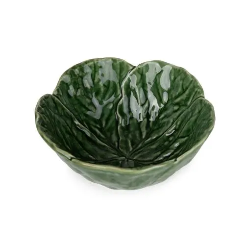 Small Leaf-Shaped Ceramic Bowl - Green - 13cm