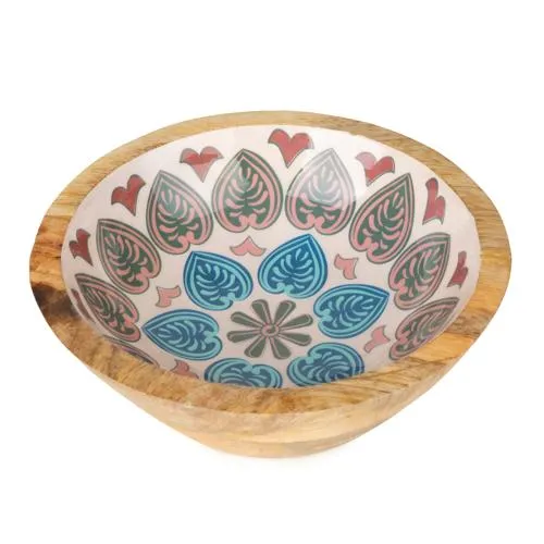 Small Mango Wood Bowl with Meze Enamel Interior