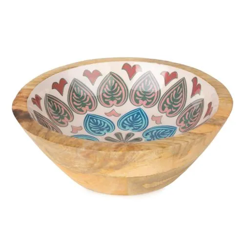 Small Mango Wood Bowl with Meze Enamel Interior