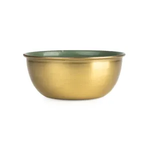Small Olive Green Metal & Enamel Round Bowl kitchen essentials, utensils set