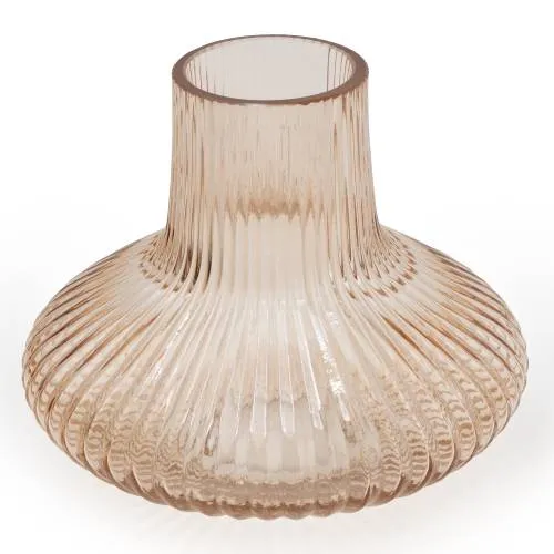 Small Ridged Amber Bottle Vase