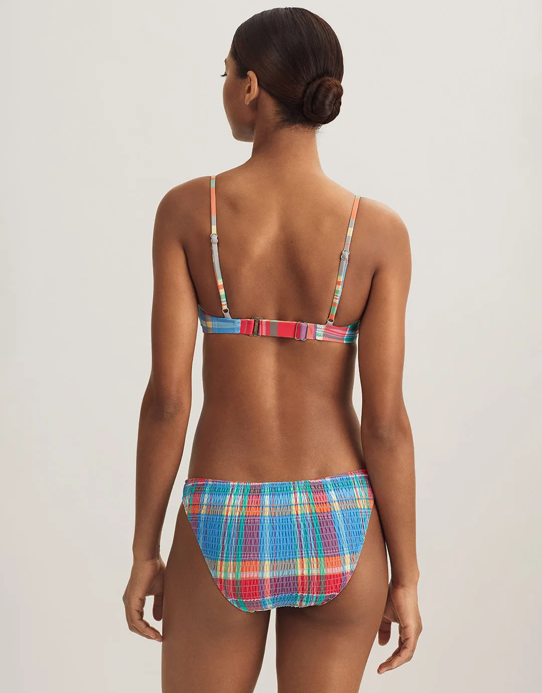 Smocked Madras Devin Hipster Bikini Pant - Multi
