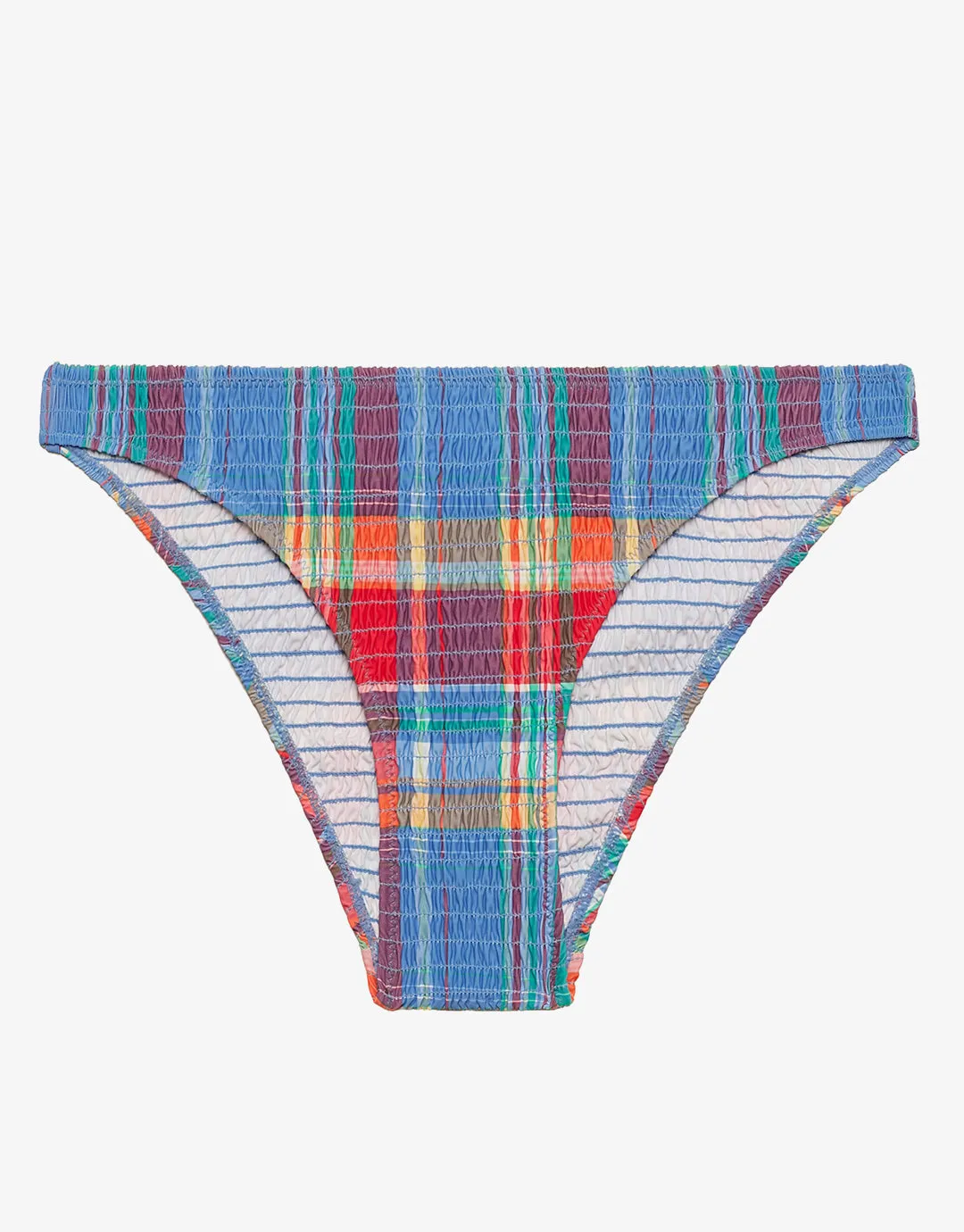 Smocked Madras Devin Hipster Bikini Pant - Multi