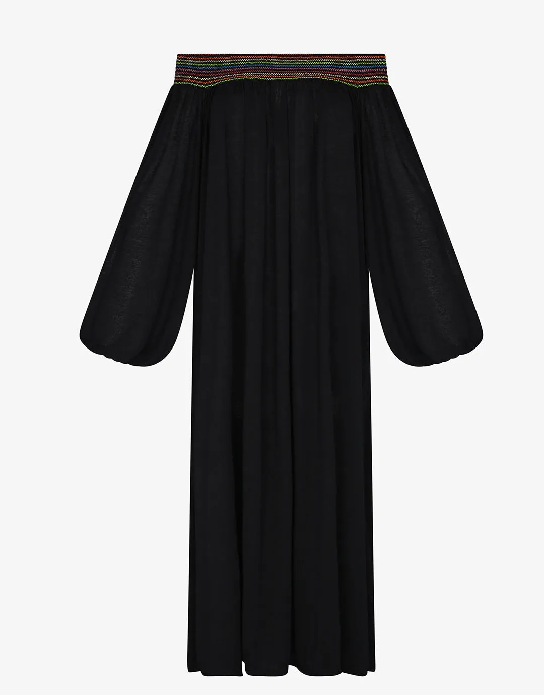 Smocked Off the Shoulder Dress - Black