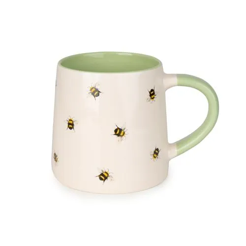 Soft Green Ceramic Tapered Mug with Bee Detail kitchen essentials, utensils set