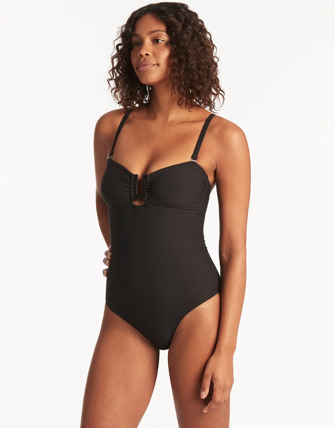 Spinnaker U Bar Bandeau Swimsuit - Black