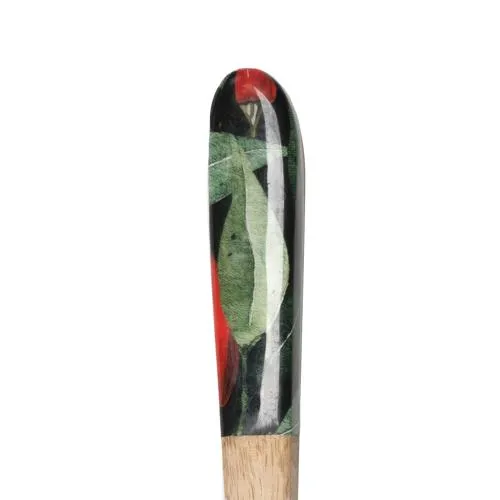 Spoon and Fork Set - Mango Wood with Chilli Print