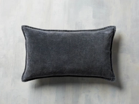 Stone Washed Velvet Lumbar Pillow in Indigo