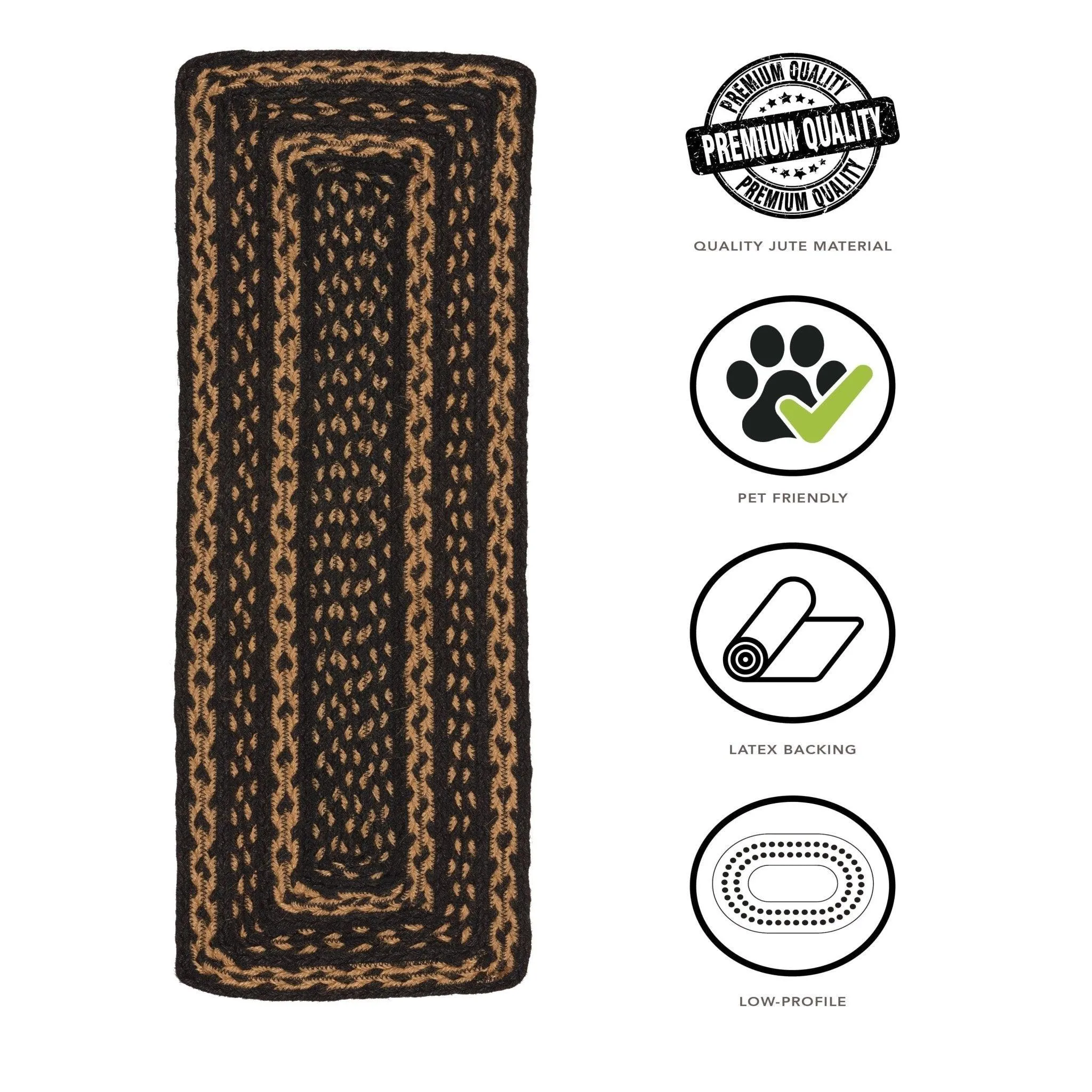 Stratton Jute Stair Tread Oval Latex 8.5x27