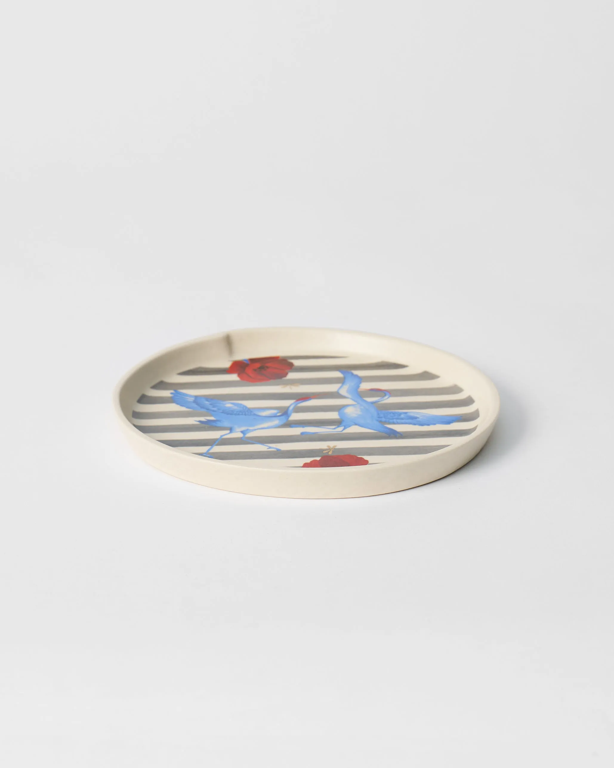 Striped Crane Dessert Plate