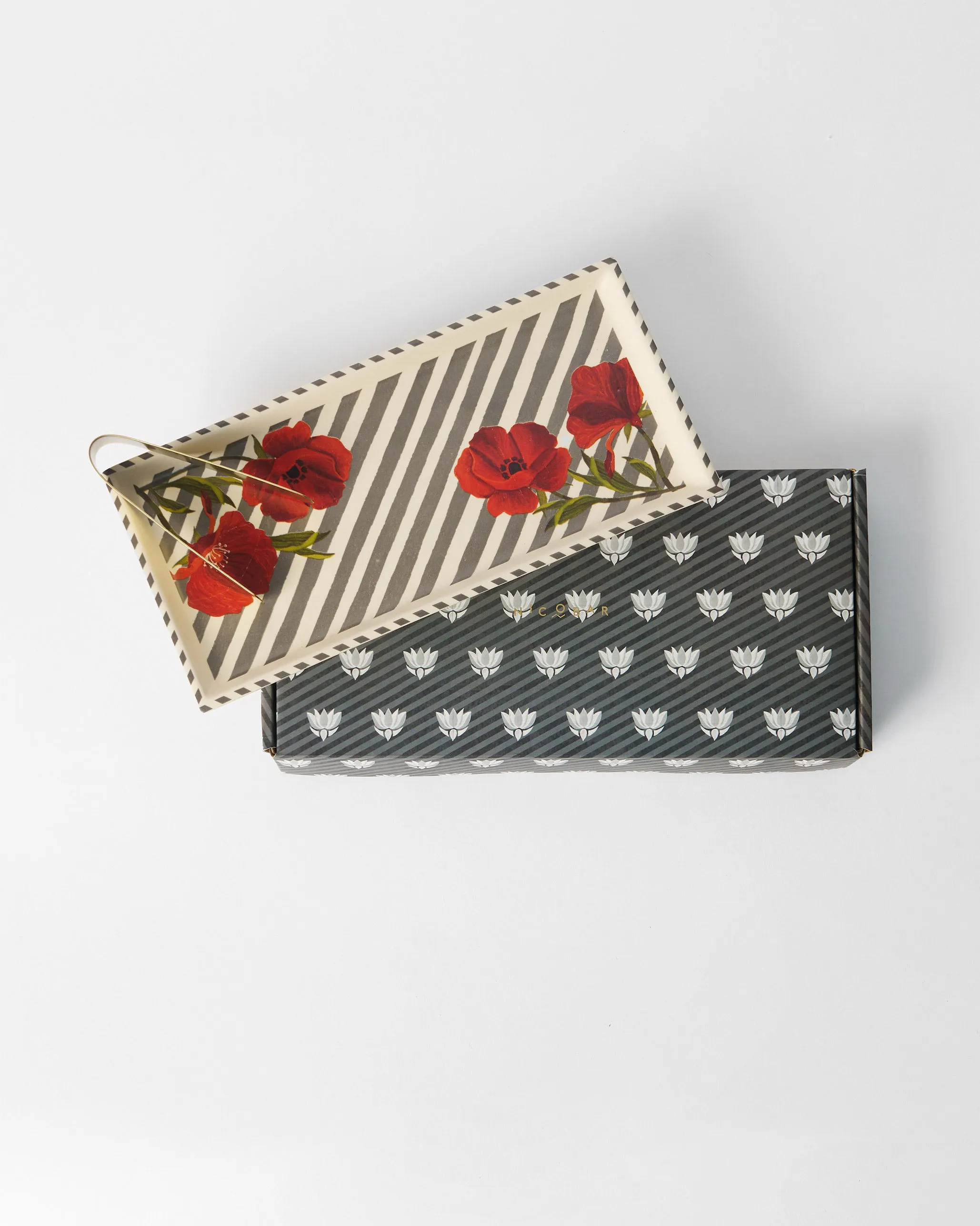 Striped Poppy Cookie Tray with Tong
