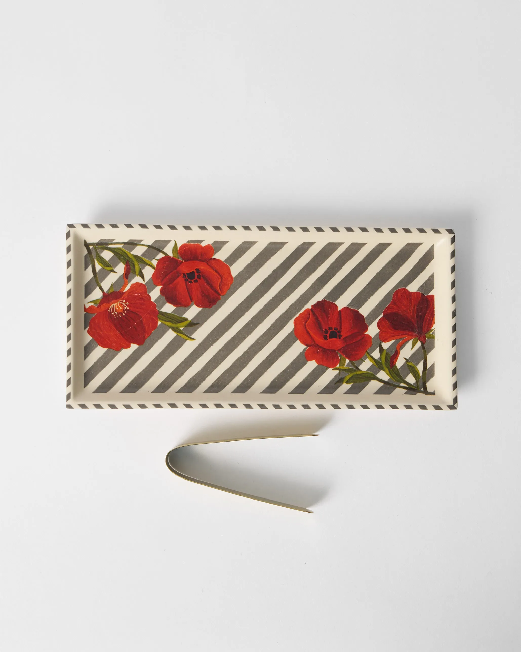 Striped Poppy Cookie Tray with Tong
