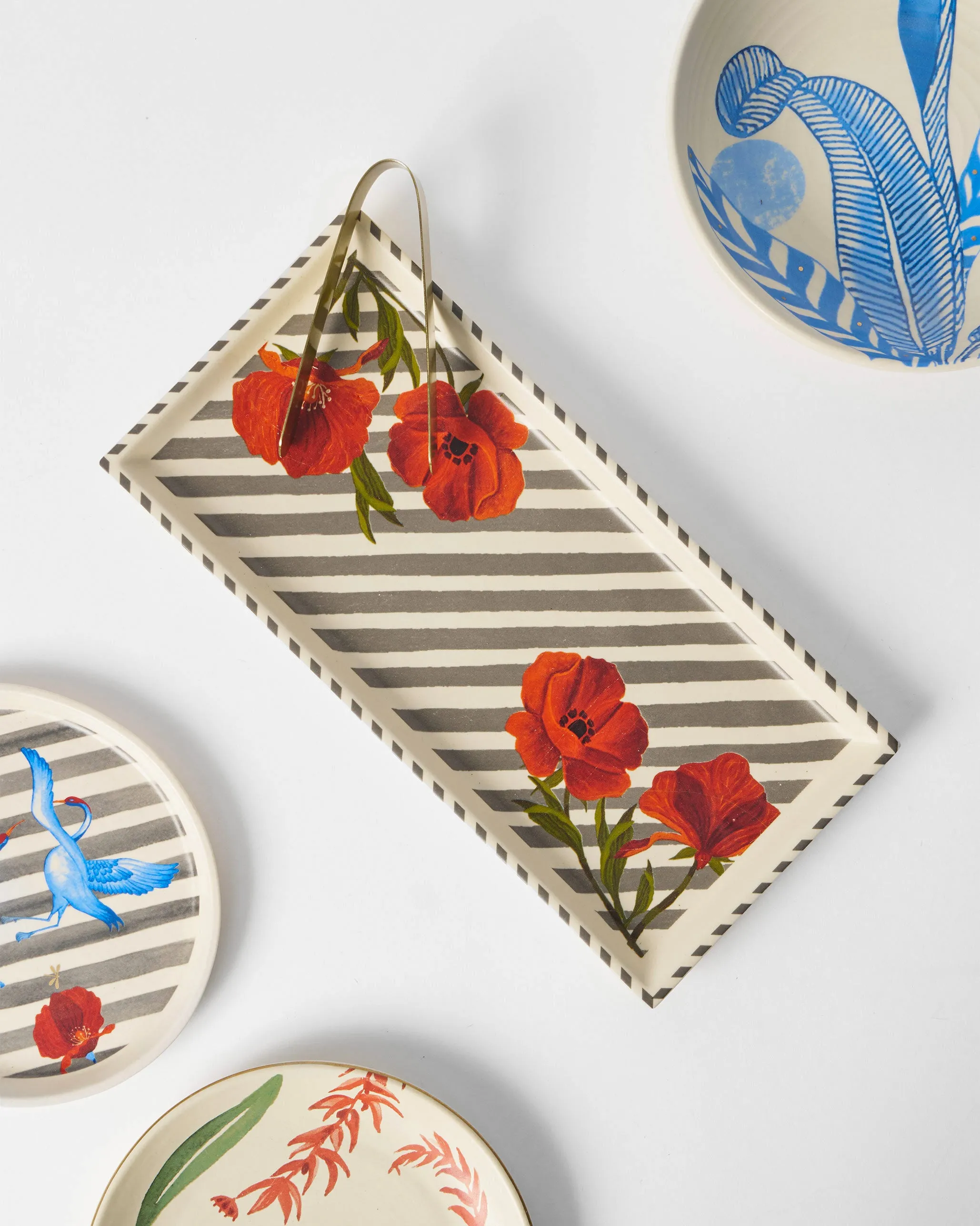 Striped Poppy Cookie Tray with Tong