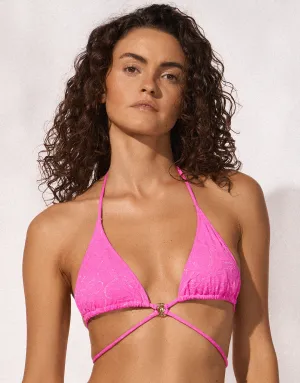 Supernova Strappy Triangle Bikini Top - Superpink