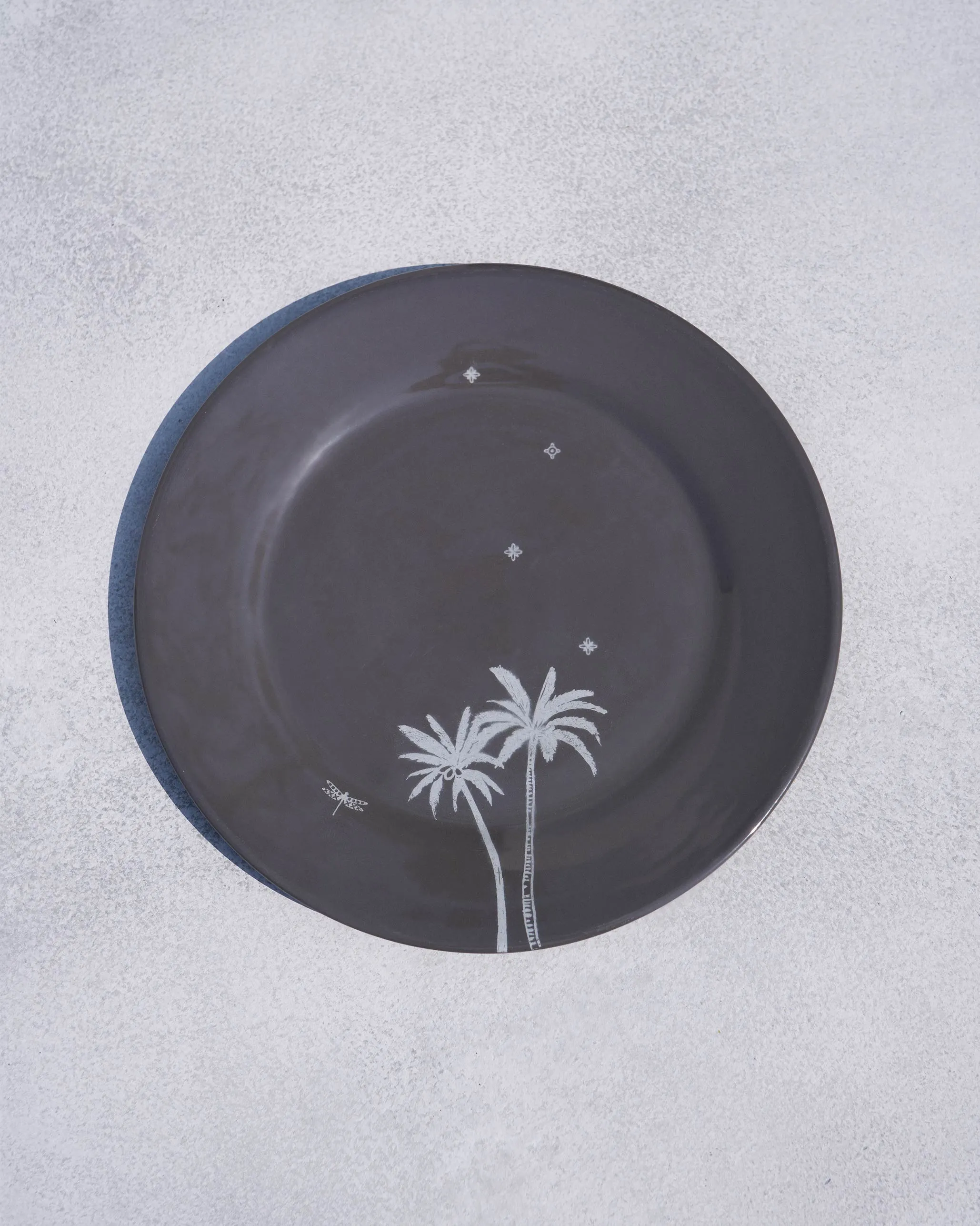 Swaying Palm Quarter Plate - Charcoal chef knife, kitchen knife