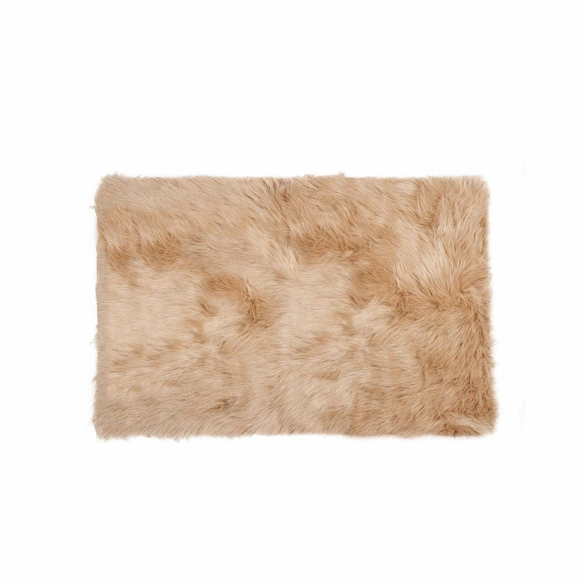 Tan Faux Fur Accent Rug 2'x3'