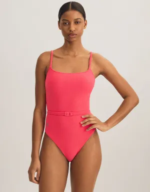 Terry Belted Kennedy Swimsuit - Coral