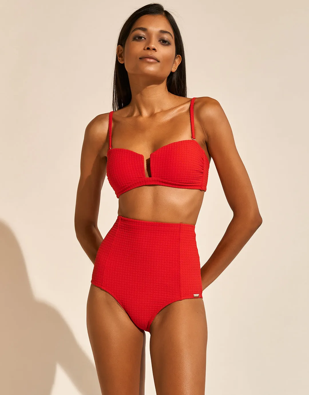 The Bloom Bandeau Bikini Top - Radiant Red