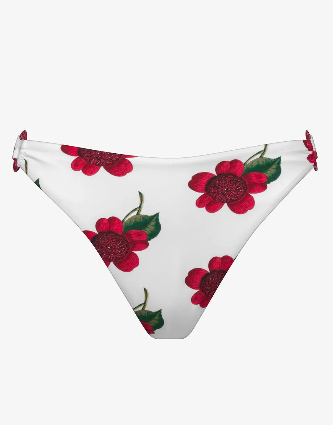 The Bloom Ring Side Bikini Pant - White Red
