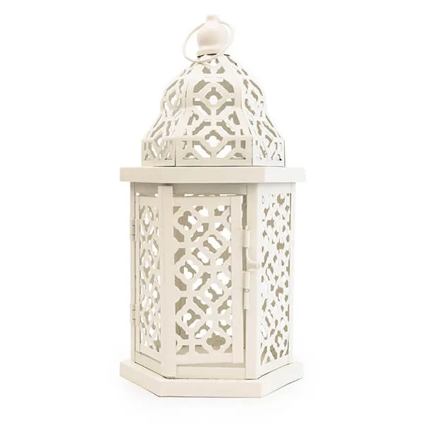 Timeless Medium Cream Lantern with Intricate Cut-Out Design