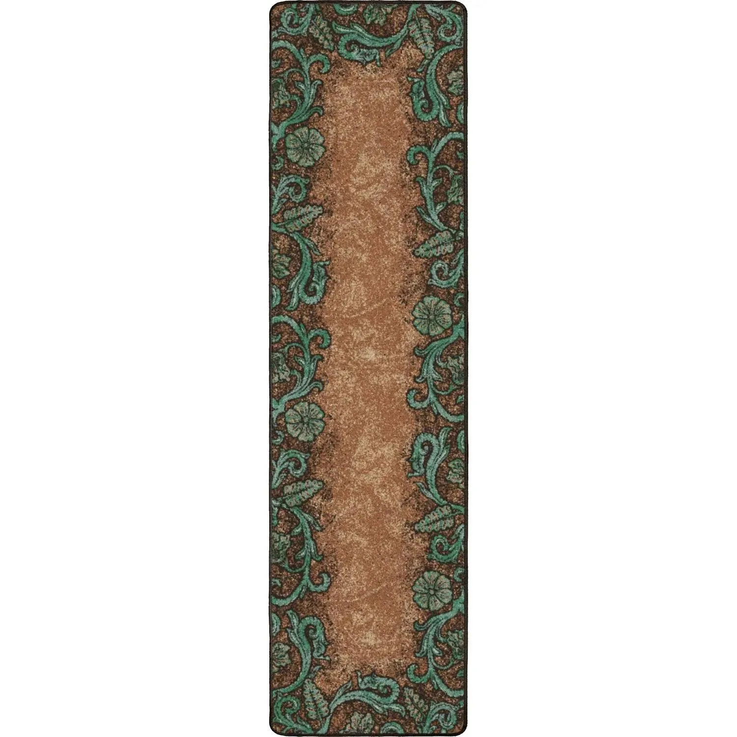 Tooled Floral Western Floor Runner sectional couch, U-shape sofa