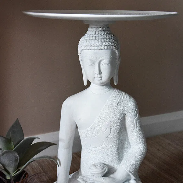 Tranquil Serenity Of Brushed Cream Buddha Table