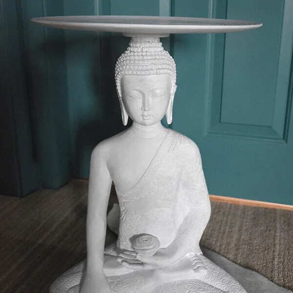 Tranquil Serenity Of Brushed Cream Buddha Table