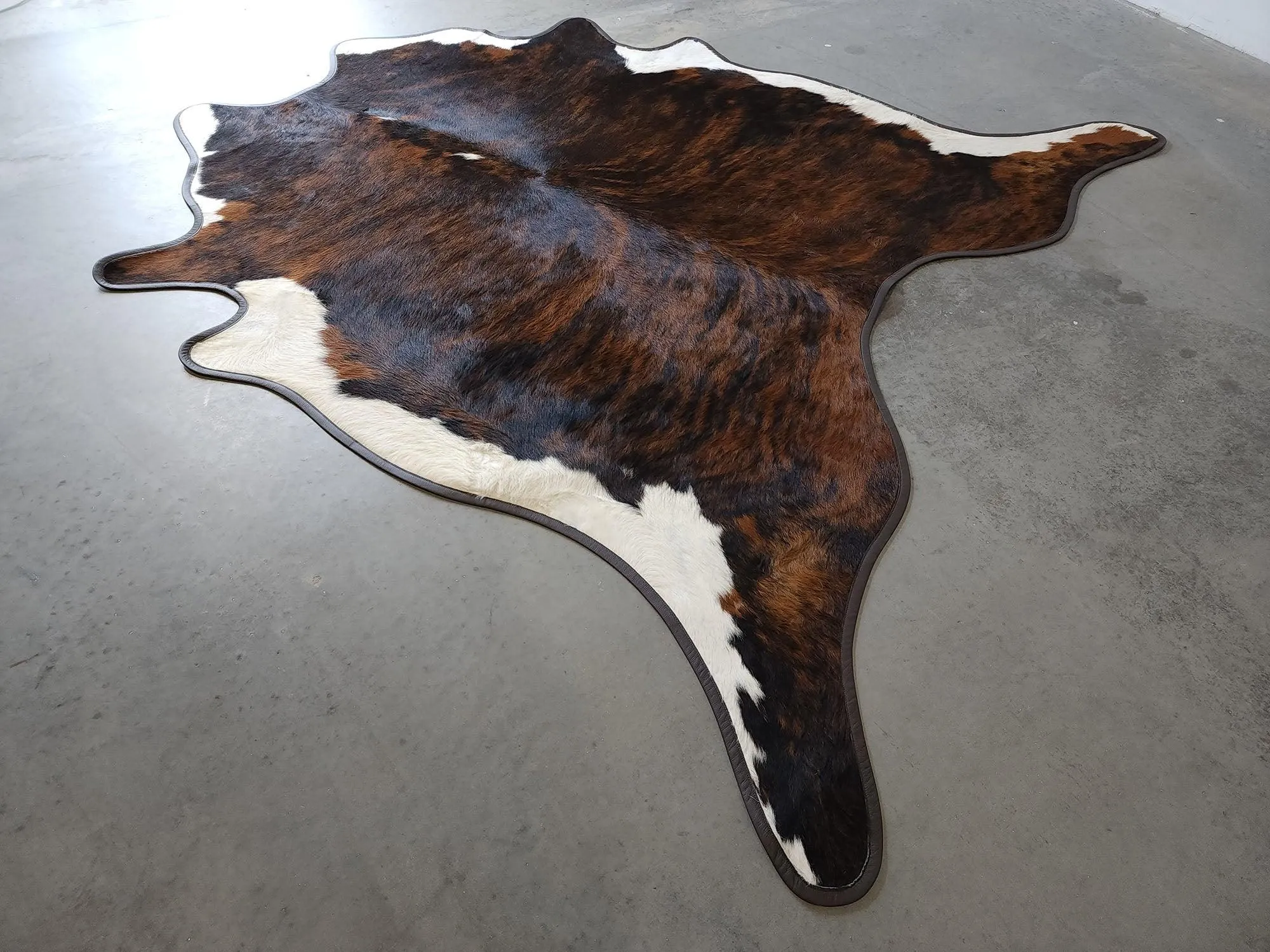 TriColor Brindle Cowhide w/ Leather Trim wall decor, home accessories