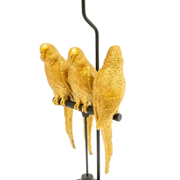 Trio Parrots Lamp: Black Gold Base with Matching Shade