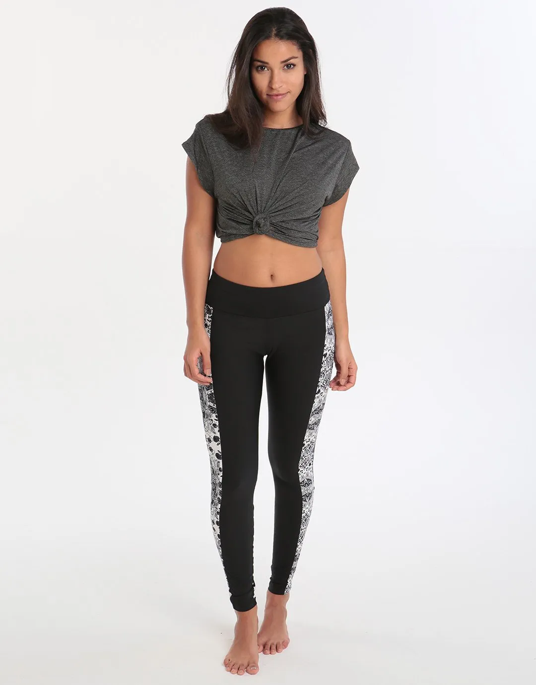 Twist Front Crop Tee - Grey Marle