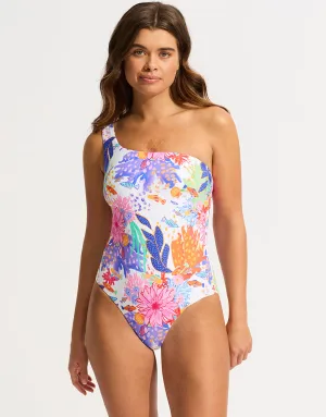 Under the Sea One Shoulder Swimsuit - White