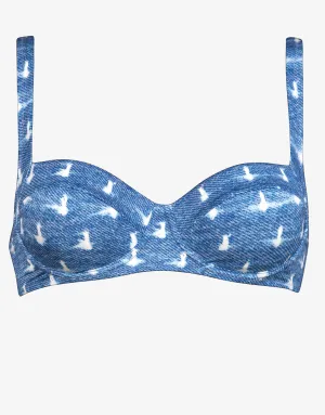 Urban Indigo Underwired Bikini Top - Denim White