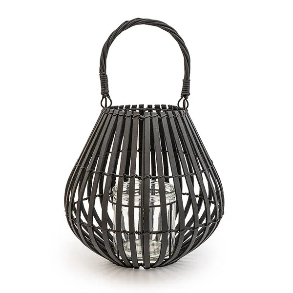 Urban Lantern- Matt Black Slatted with a Chic Handle