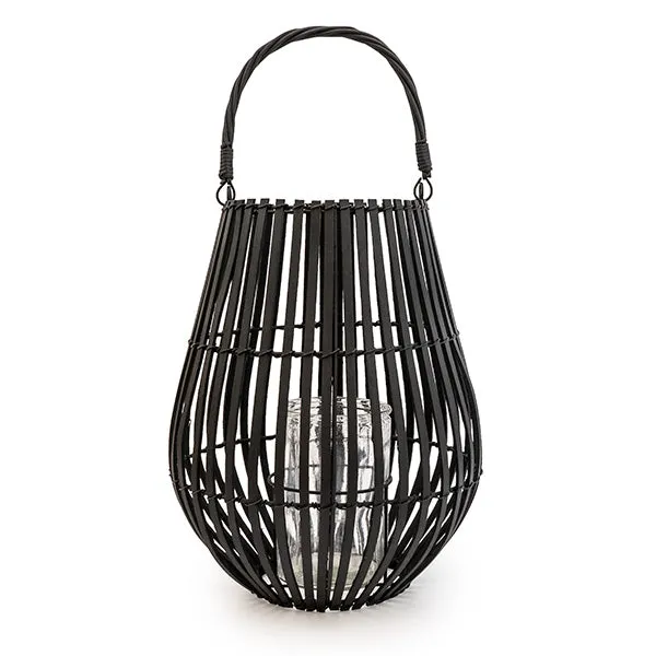Urban Lantern Matt Black Slatted with a Chic Handle