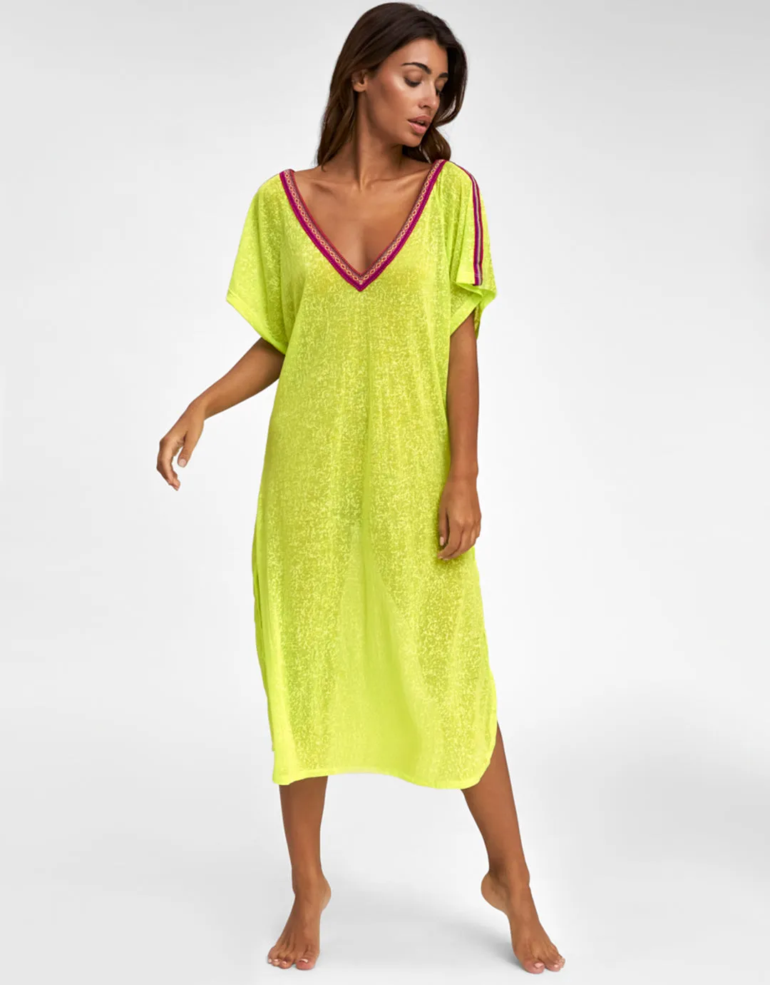 V Back Dress - Lemon