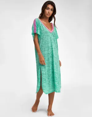 V Back Dress - Mint with Pink