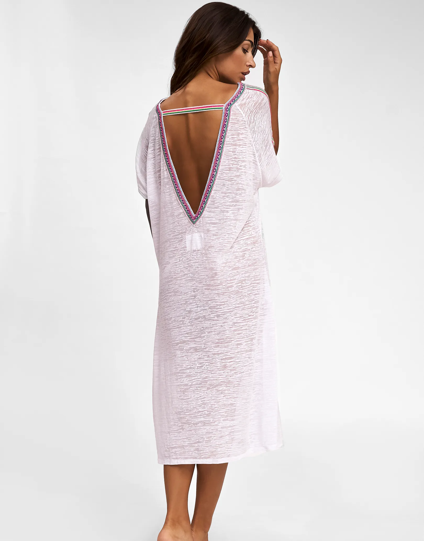 V Back Dress - White