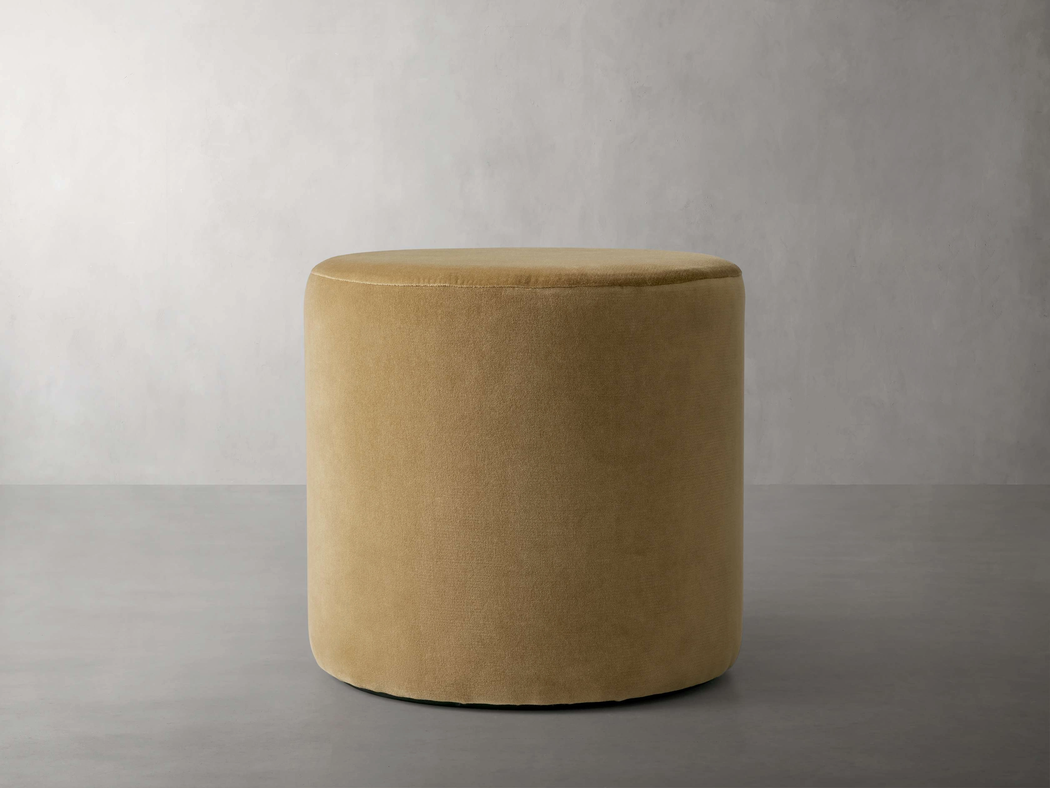Velvet Round Pouf in Lichen