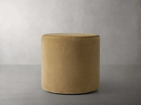 Velvet Round Pouf in Lichen