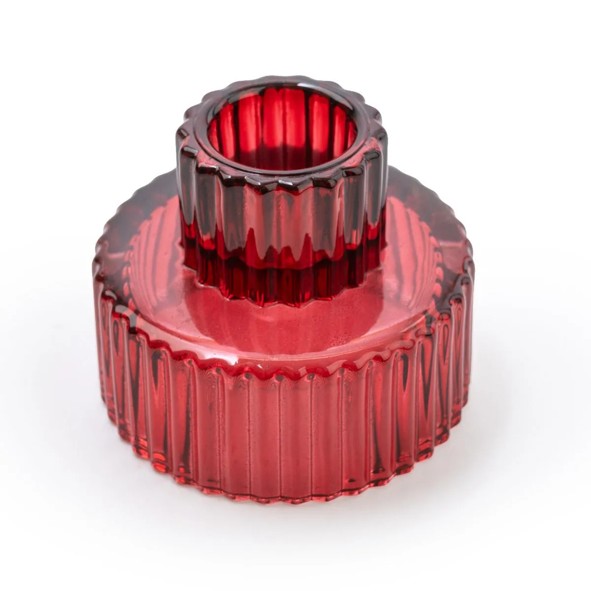 Versatile Red 2-Way Glass Tealight/Candle Holder