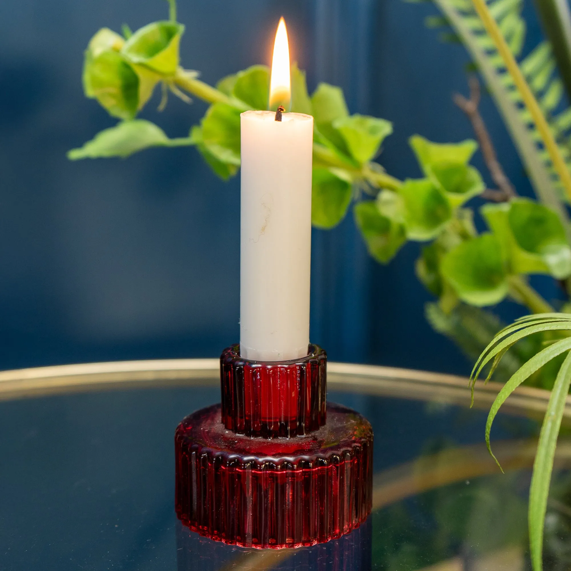 Versatile Red 2-Way Glass Tealight/Candle Holder
