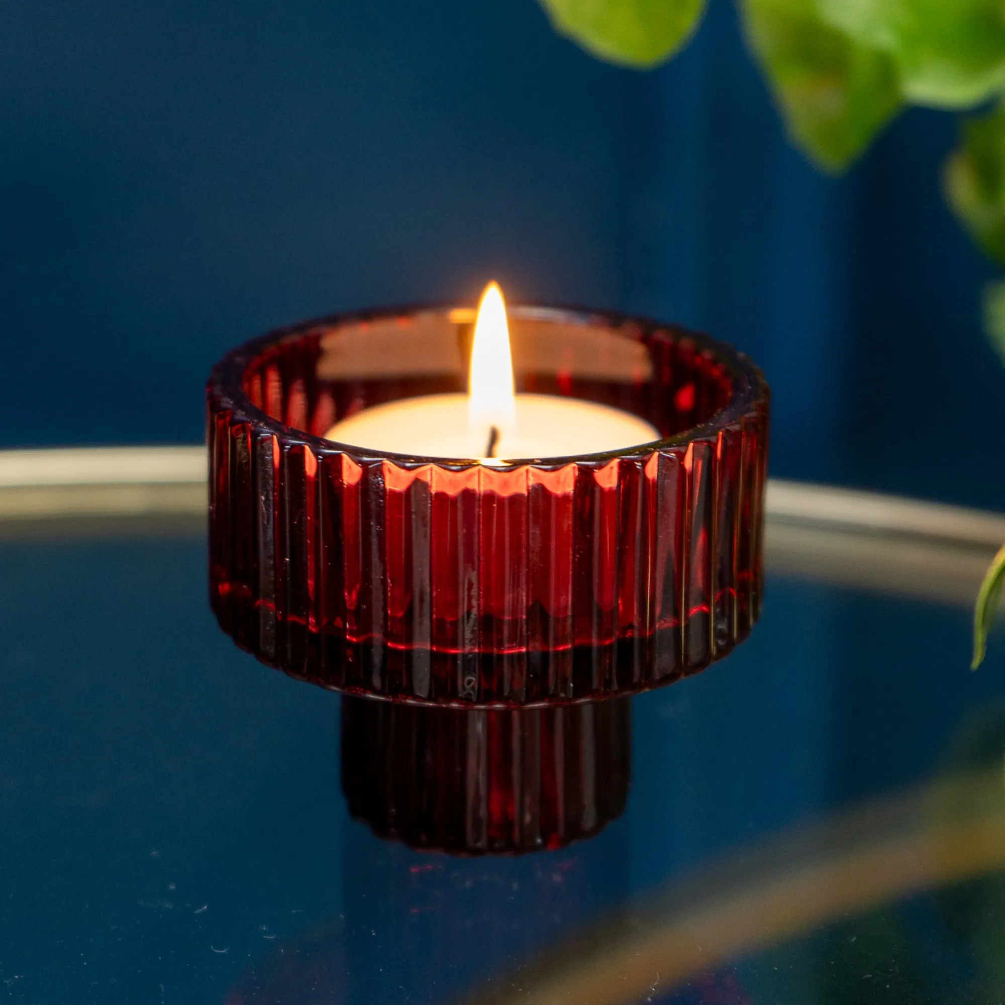 Versatile Red 2-Way Glass Tealight/Candle Holder kitchen essentials, utensils set