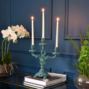 Vintage Ornate Flocked Candelabra in Light Grey/Blue kitchen essentials, utensils set