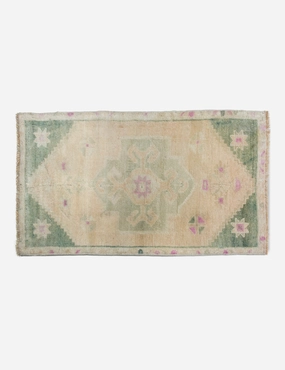 Vintage Turkish Hand-Knotted Wool Mini Rug No. 296, 1'9" x 3'