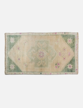 Vintage Turkish Hand-Knotted Wool Mini Rug No. 296, 1'9" x 3'