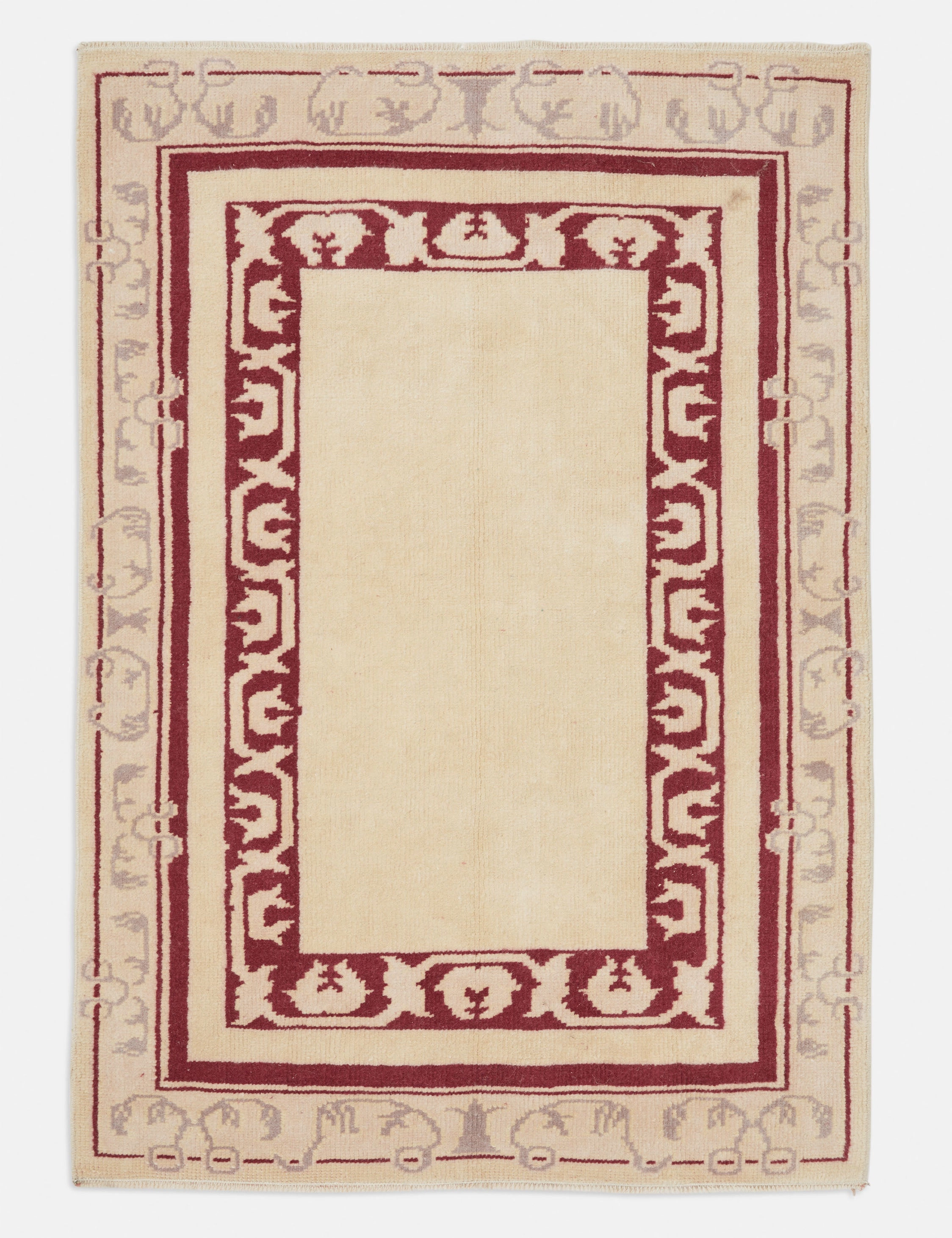 Vintage Turkish Hand-Knotted Wool Rug No. 256, 2'9" x 4'