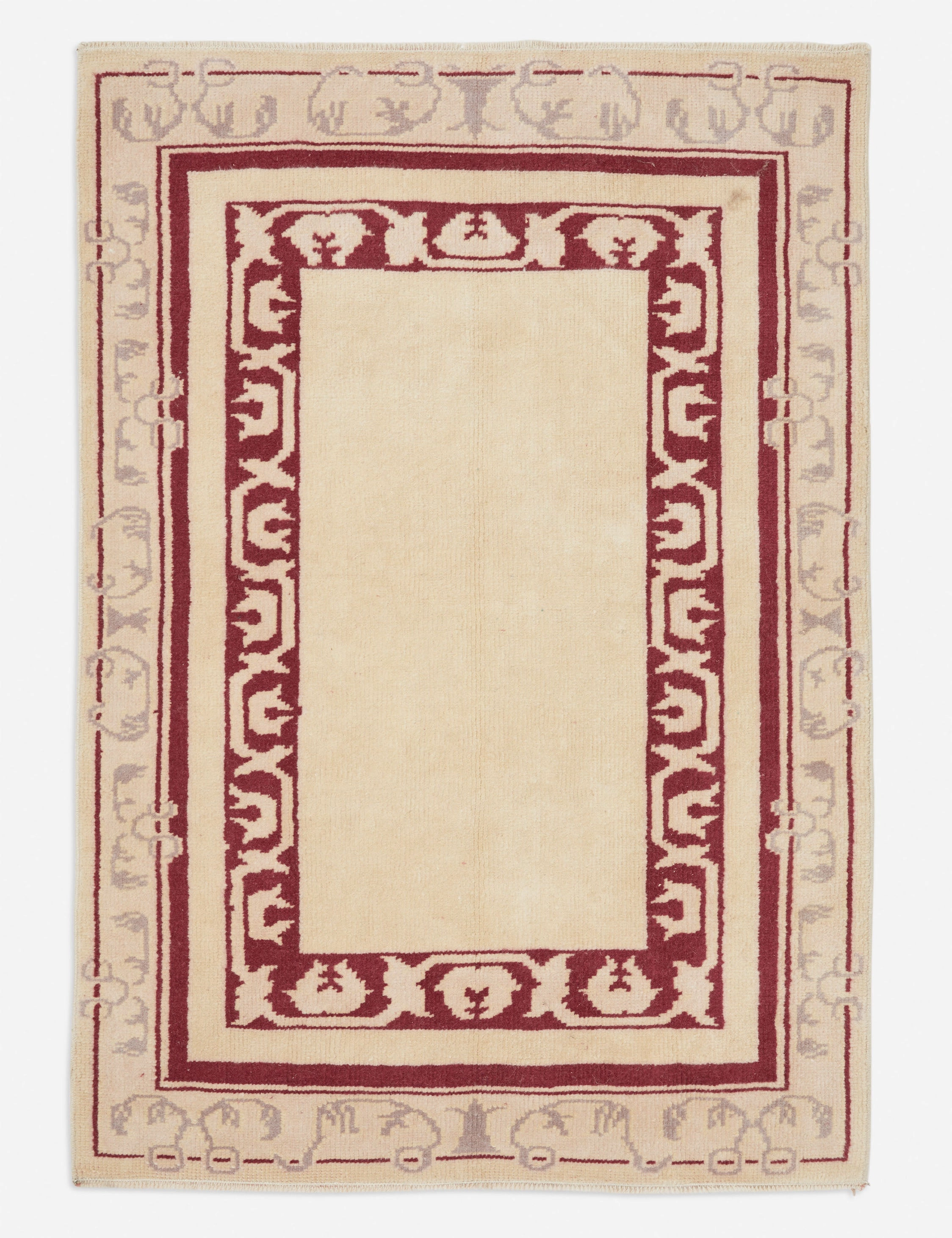 Vintage Turkish Hand-Knotted Wool Rug No. 256, 2'9" x 4'