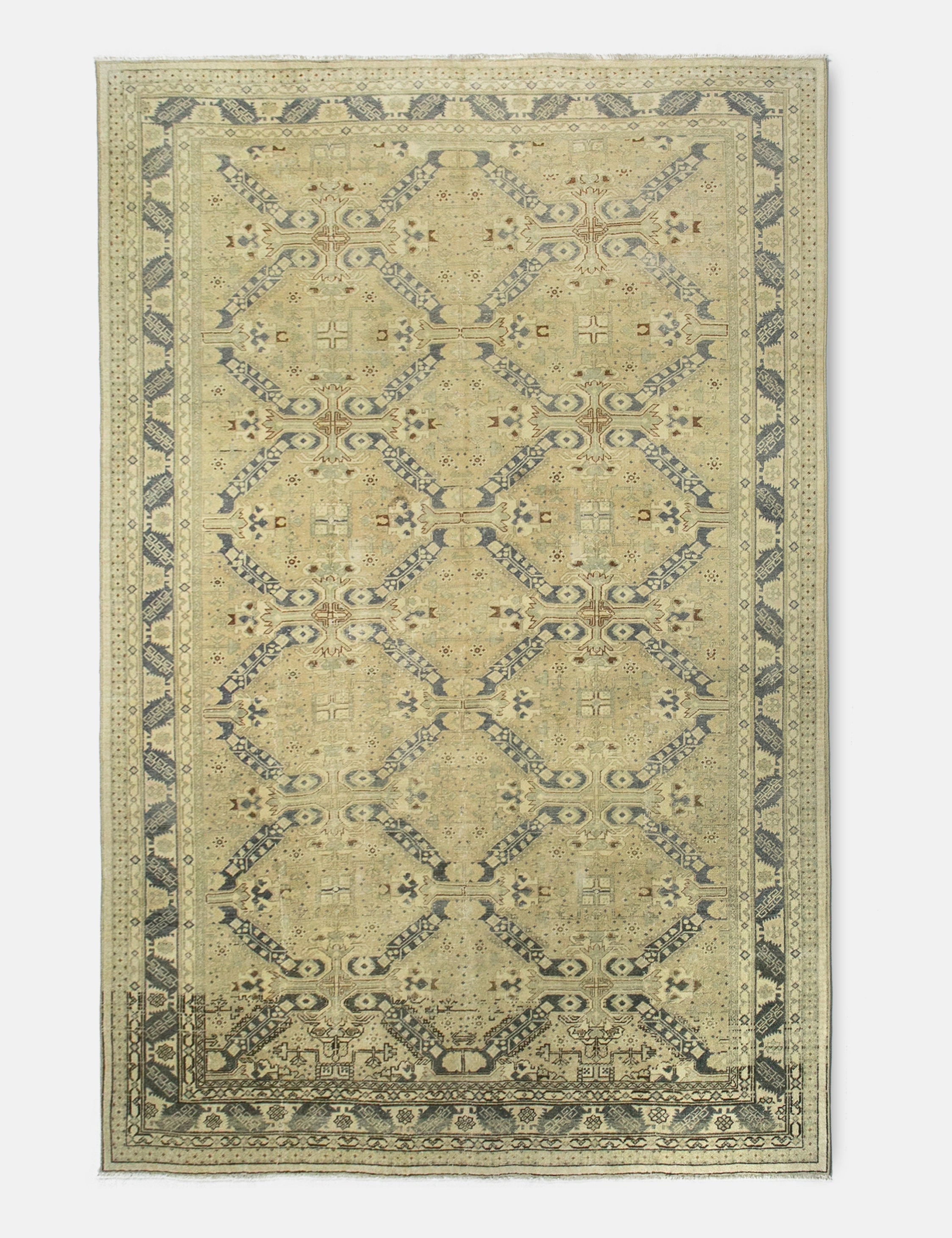 Vintage Turkish Hand-Knotted Wool Rug No. 382, 6'5" x 9'5"