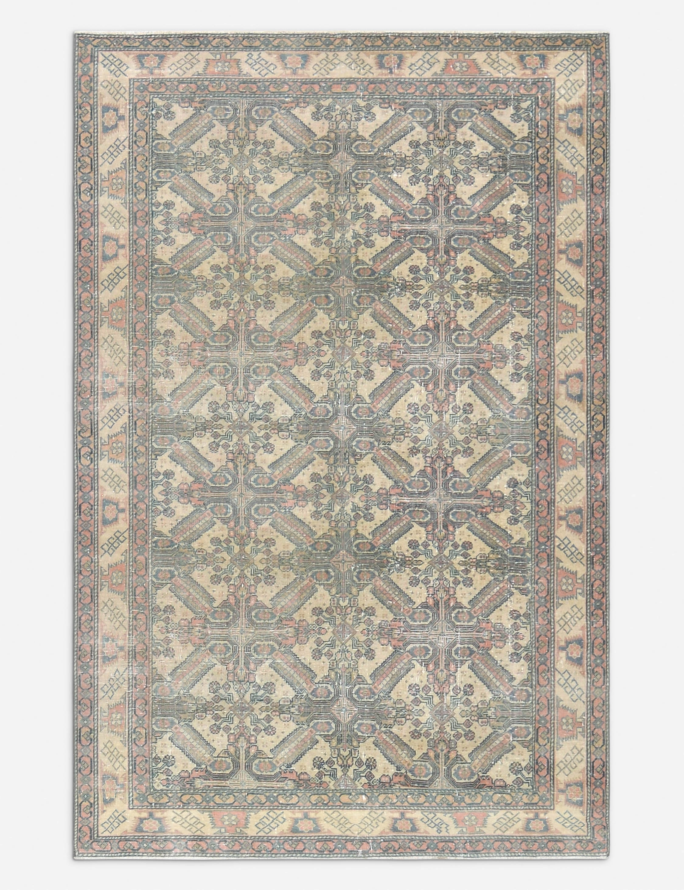 Vintage Turkish Hand-Knotted Wool Rug No. 422, 4'4" x 6'6"