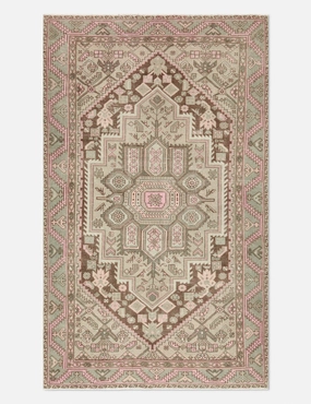 Vintage Turkish Hand-Knotted Wool Rug No. 430, 4'1" x 6'9"